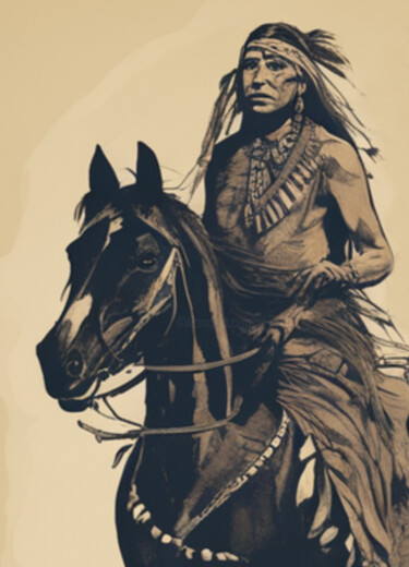 Arts numériques intitulée "Native American man" par Tarkanm, Œuvre d'art originale, Image générée par l'IA