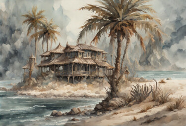 Arte digital titulada "Watercolor island" por Tarkanm, Obra de arte original, Pintura Digital