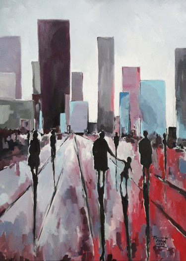 Malarstwo zatytułowany „The street 03” autorstwa Patryk Tarnowski, Oryginalna praca, Akryl