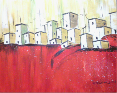 Painting titled ""Small town"" by Tasha Leo, Original Artwork, Acrylic