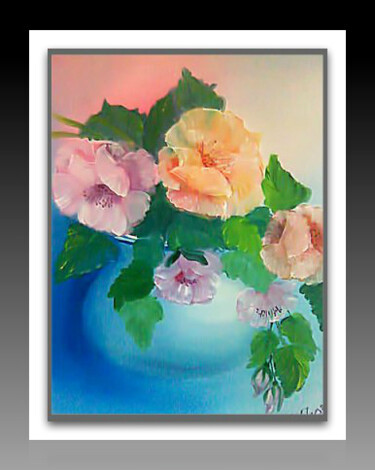 Peinture intitulée ""Чайные розы"" par Tasha Leo, Œuvre d'art originale, Huile