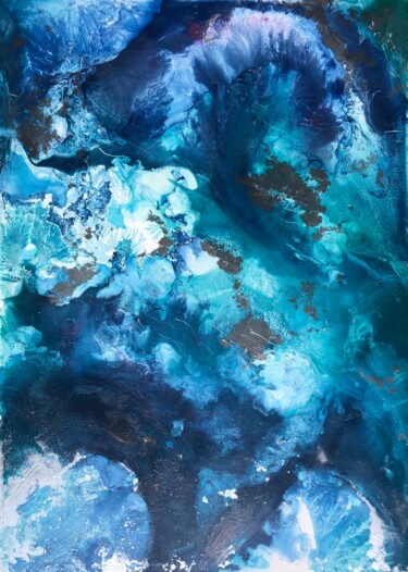 Painting titled "Living Ocean blue a…" by Tasha Ozkul, Original Artwork, Acrylic