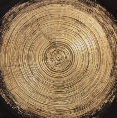 Ζωγραφική με τίτλο "Squared Circle Gold…" από Tasha Ozkul, Αυθεντικά έργα τέχνης, Γύψος Τοποθετήθηκε στο Άλλος άκαμπτος πίνα…