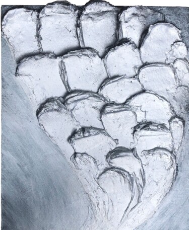 Картина под названием "Silver Wing Small T…" - Tasha Ozkul, Подлинное произведение искусства, Гипс Установлен на Деревянная…