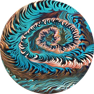 Malerei mit dem Titel "Tiger's Den Round A…" von Tasha Ozkul, Original-Kunstwerk, Acryl Auf Keilrahmen aus Holz montiert