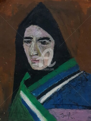 Pintura intitulada "Mother tersa" por Tashfeen Rizwan, Obras de arte originais, Pastel