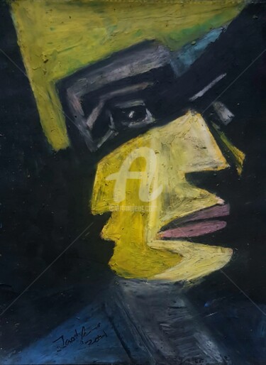 Pittura intitolato "Yellow face" da Tashfeen Rizwan, Opera d'arte originale, Pastello