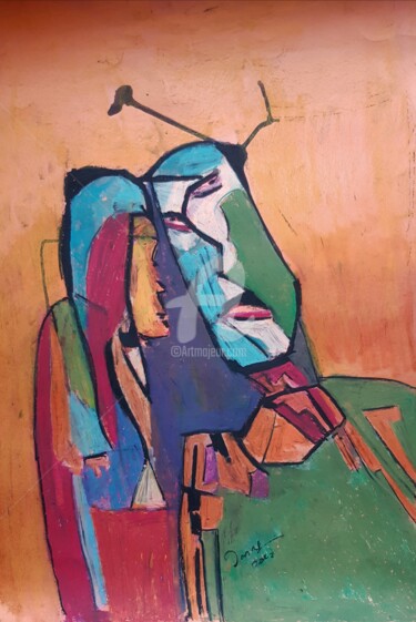 Pintura intitulada "Lovers" por Tashfeen Rizwan, Obras de arte originais, Pastel