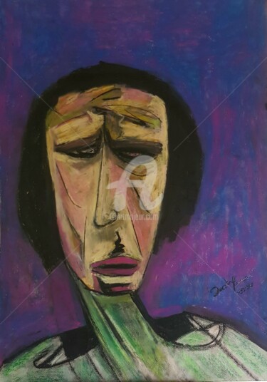 Malerei mit dem Titel "Man of Ages" von Tashfeen Rizwan, Original-Kunstwerk, Pastell