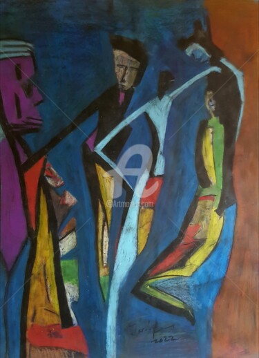 Pintura intitulada "Agitation" por Tashfeen Rizwan, Obras de arte originais, Óleo