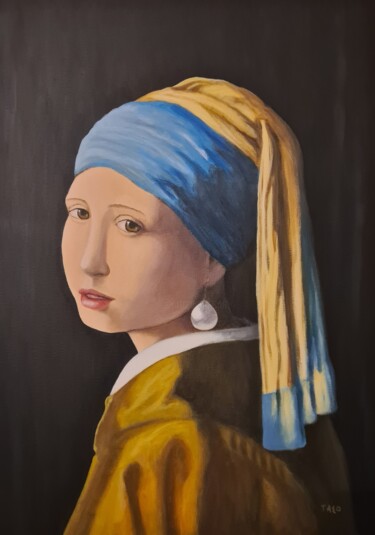 Malarstwo zatytułowany „girl with a pearl e…” autorstwa Taso, Oryginalna praca, Akryl