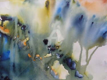 Peinture intitulée "Paysage abstrait Bl…" par Tassanie All, Œuvre d'art originale, Aquarelle