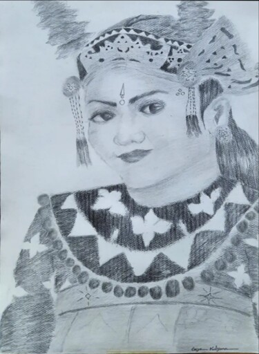 Malerei mit dem Titel "Condong Bali Dance" von Tasya Kalyana, Original-Kunstwerk, Bleistift