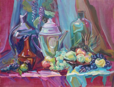 Painting titled "Decorative still li…" by Tatiana Gliadchenko, Original Artwork, Oil