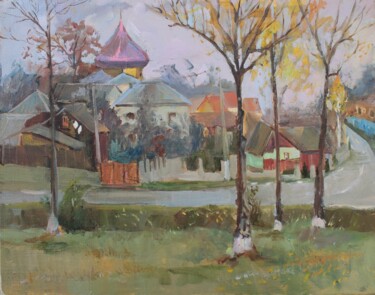 Painting titled "Autumn Vyzhnytsia" by Tatiana Gliadchenko, Original Artwork, Oil