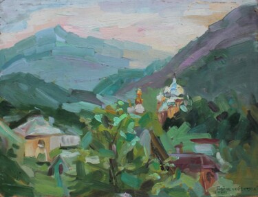 Painting titled "Spring in the mount…" by Tatiana Gliadchenko, Original Artwork, Oil