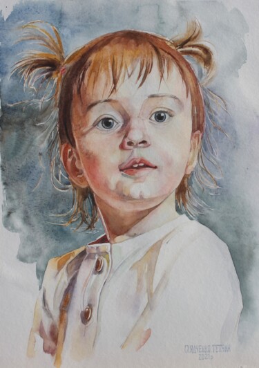 Painting titled "Миа" by Tatiana Gliadchenko, Original Artwork, Watercolor
