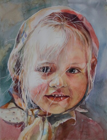 Painting titled "Sunny" by Tatiana Gliadchenko, Original Artwork, Watercolor Mounted on artwork_cat.