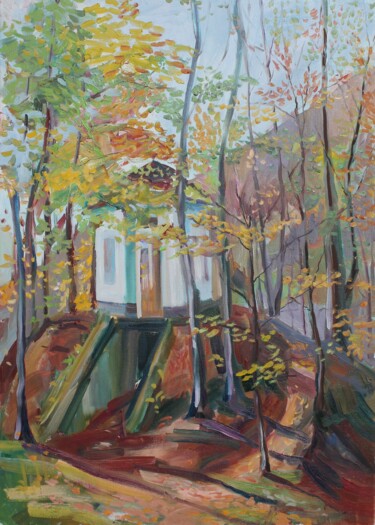 Malerei mit dem Titel "Autumn landscape" von Tatiana Gliadchenko, Original-Kunstwerk, Öl