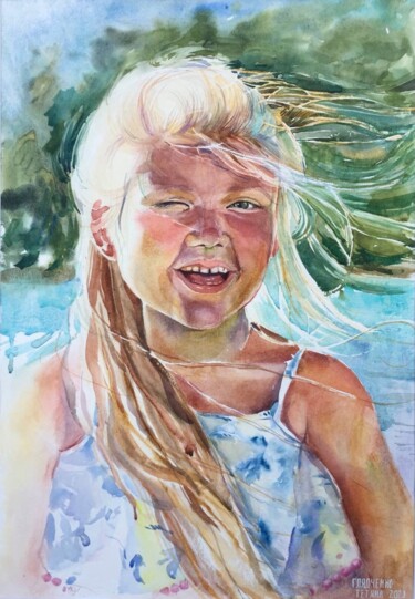 Peinture intitulée "Сhildren  portrait" par Tatiana Gliadchenko, Œuvre d'art originale, Aquarelle