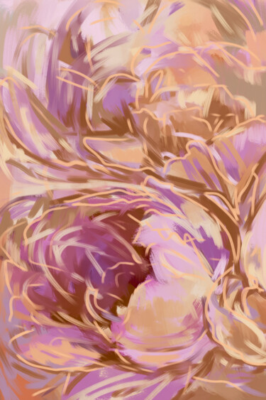 Цифровое искусство под названием "Golden bouquet" - Татьяна Конышева, Подлинное произведение искусства, Акрил