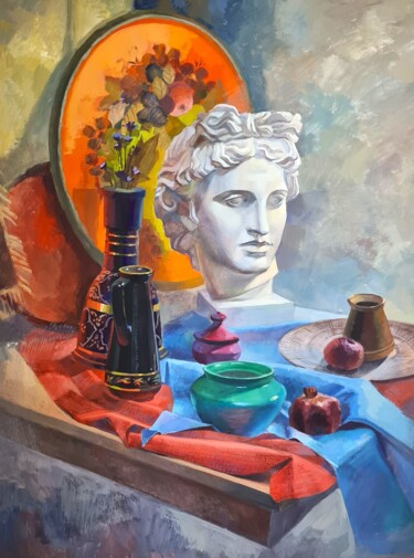 Painting titled "Натюрморт с гипсово…" by Tat Ana Maksimova, Original Artwork, Tempera