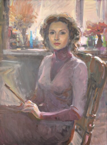 Painting titled "Автопортрет в контр…" by Tat Ana Paola, Original Artwork, Oil
