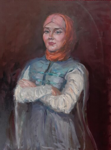 Painting titled "Стрелецкая жена." by Tat Ana Paola, Original Artwork, Oil