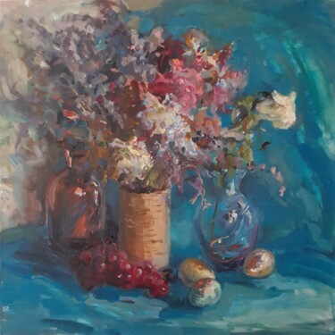 Painting titled "На бирюзовом" by Tat Ana Paola, Original Artwork, Oil