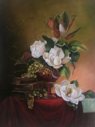 Painting titled "Магнолии" by Tatiana Rykova (Rosa), Original Artwork, Oil