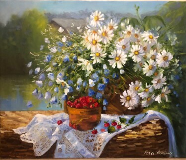 Painting titled "Летний день" by Tatiana Rykova (Rosa), Original Artwork, Oil