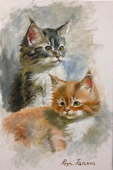 Картина под названием "Кошки" - Татьяна Рыкова (Rosa), Подлинное произведение искусства, Масло