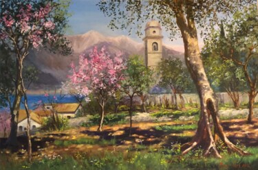 Malerei mit dem Titel "Черногория. Цветени…" von Tatiana Rykova (Rosa), Original-Kunstwerk, Öl