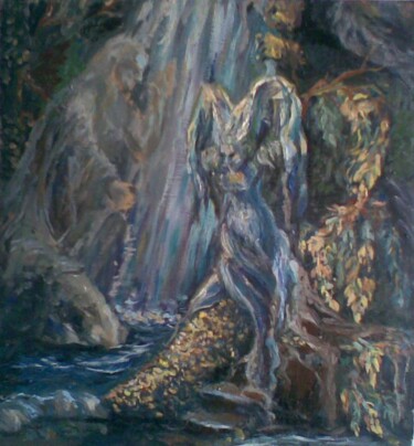Schilderij getiteld "Духи воды" door Tat Ana Serbinina, Origineel Kunstwerk, Olie