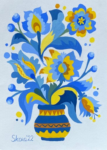 Peinture intitulée "Colours of Ukraine" par Tatiana Skoraia, Œuvre d'art originale, Gouache