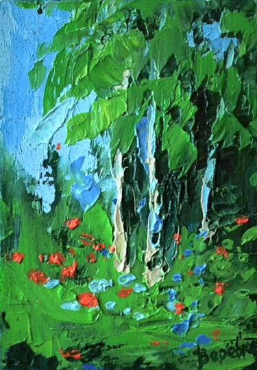 Painting titled "Берёзки" by Tatiana Verevka, Original Artwork, Oil