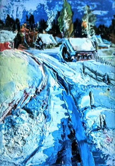 Картина под названием "Зимний пейзаж" - Татьяна Веревка, Подлинное произведение искусства, Масло