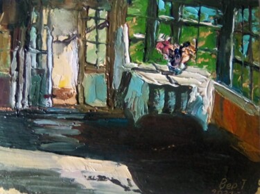 Картина под названием "Вечер на даче" - Татьяна Веревка, Подлинное произведение искусства, Масло