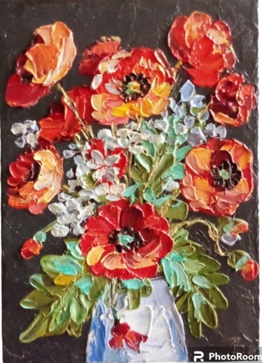 Schilderij getiteld "Букет цветов" door Tatiana Verevka, Origineel Kunstwerk, Olie