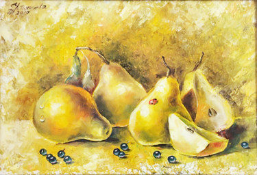 Painting titled "Kitchen Fruit Oil P…" by Tatyana Ustyantseva, Original Artwork, Oil Mounted on Wood Stretcher frame