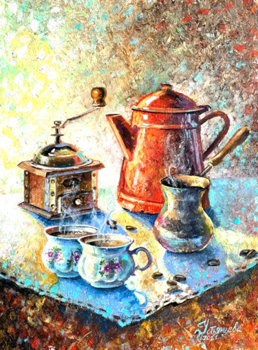 Painting titled "Kitchen Oil Paintin…" by Tatyana Ustyantseva, Original Artwork, Oil