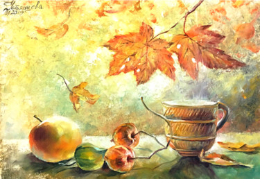 Painting titled "Kitchen Fruit Oil P…" by Tatyana Ustyantseva, Original Artwork, Oil