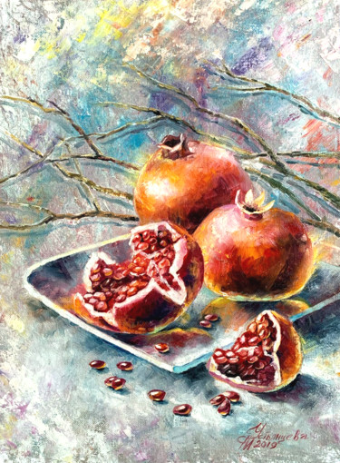 Картина под названием "Kitchen Fruit Oil P…" - Tatyana Ustyantseva, Подлинное произведение искусства, Масло