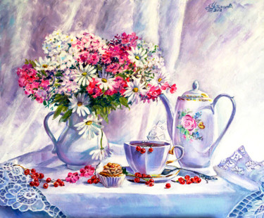 Painting titled "Bright morning Flow…" by Tatyana Ustyantseva, Original Artwork, Oil