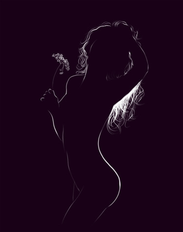 Digital Arts titled "silhouette of a wom…" by Tatyana Ustyantseva, Original Artwork, Digital Painting