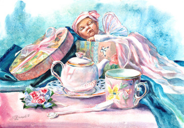 Pintura intitulada ""Midday dream" wate…" por Tatyana Ustyantseva, Obras de arte originais, Aquarela
