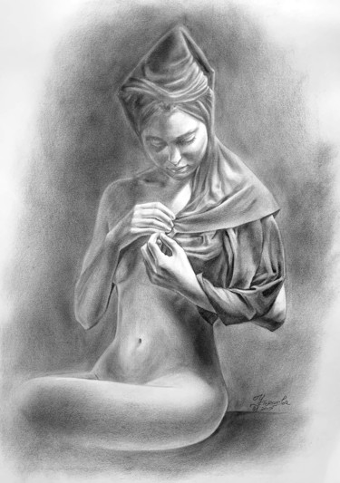 Painting titled "Naked" by Tatyana Ustyantseva, Original Artwork, Graphite