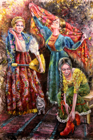 Peinture intitulée ""On a bachelorette…" par Tatyana Ustyantseva, Œuvre d'art originale, Huile