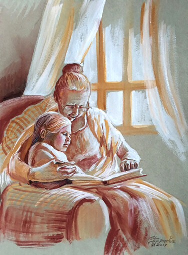 Desenho intitulada ""Old Wives' Tales"" por Tatyana Ustyantseva, Obras de arte originais, Têmpera