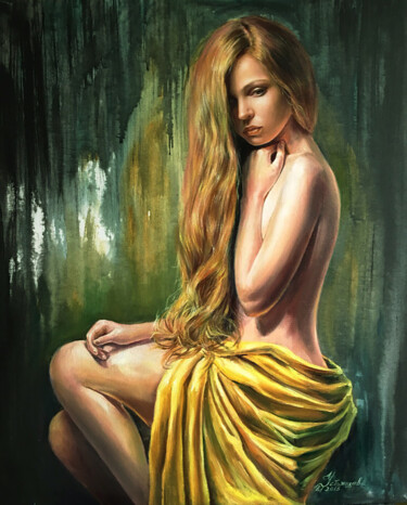 Painting titled "Femme Nue Peinture…" by Tatyana Ustyantseva, Original Artwork, Oil